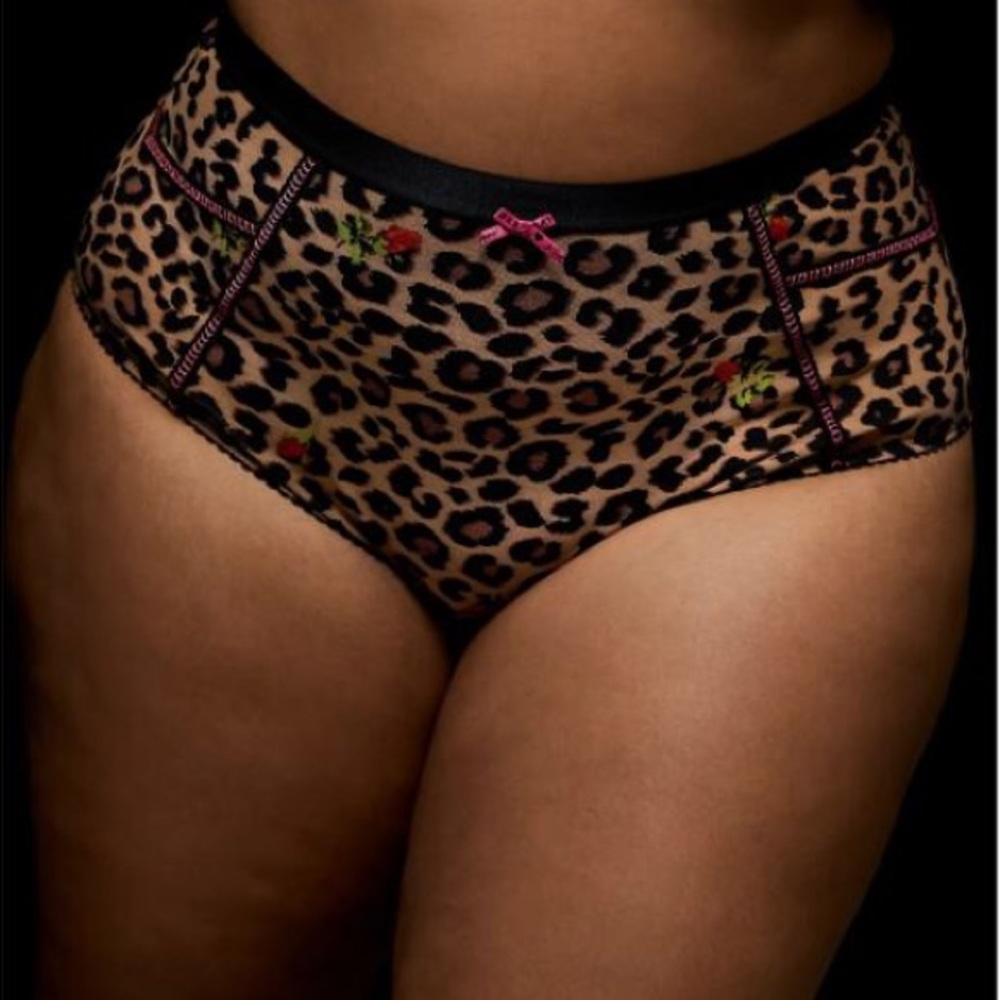 Betsey Johnson leopard floral high waist panty.